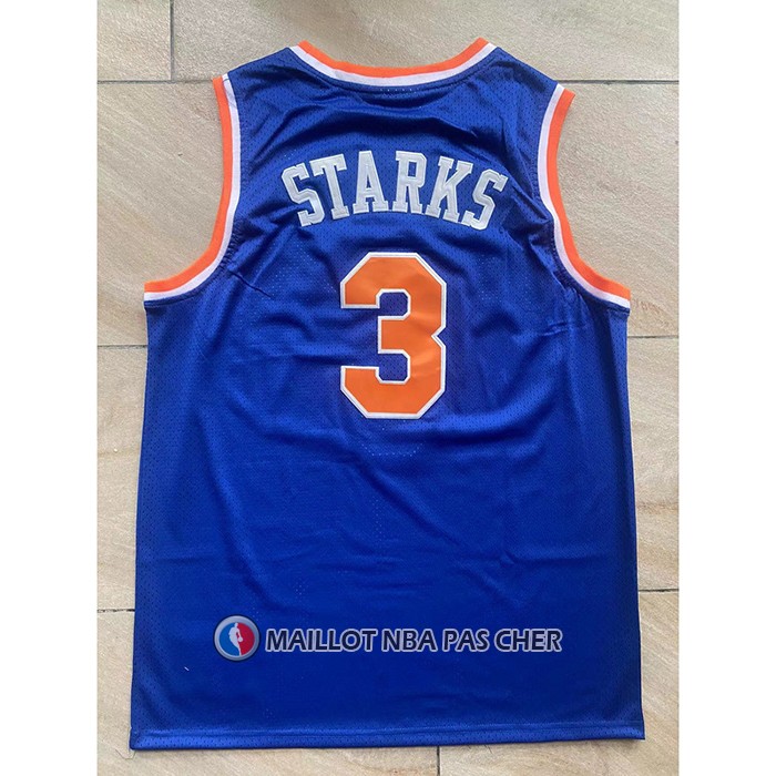 Maillot New York Knicks John Starks NO 3 Mitchell & Ness Hardwood Classics Bleu